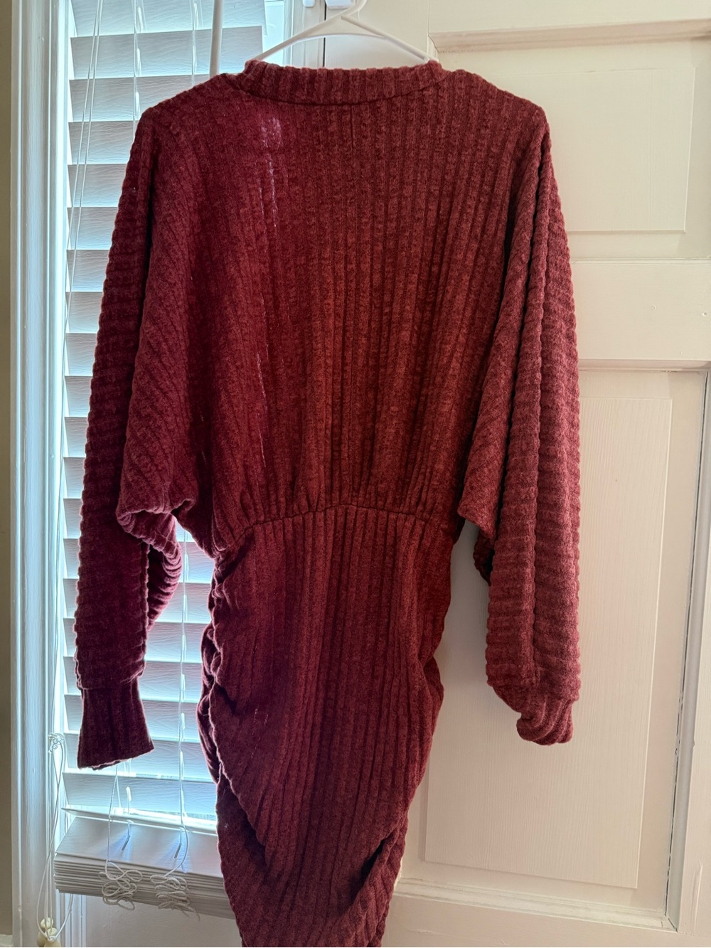 Ribbed Knit Tunic Dress in Wine